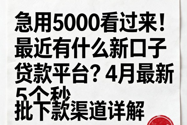 急用5000看过来！最近有什么新口子贷款平台？4月最新5个秒批下款渠道详解