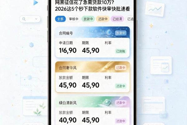 网黑征信花了急需贷款10万？2026这5个秒下款软件快审快批速看