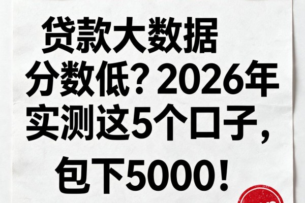 贷款大数据分数低?2026年实测这5个口子,包下5000!