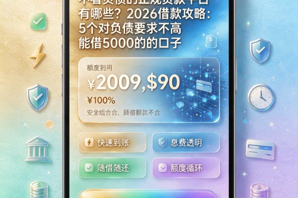 不看负债的正规贷款平台有哪些？2026借款攻略：5个对负债要求不高、能借5000的口子