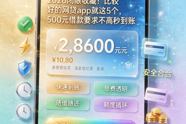 2026闭眼收藏！比较好的网贷app就这5个，500元借款要求不高秒到账