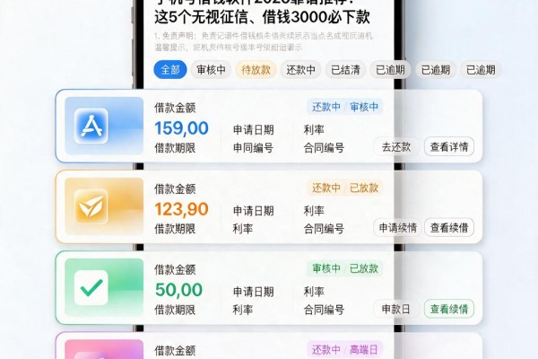 手机号借钱软件2026靠谱推荐！这5个无视征信、借钱3000必下款