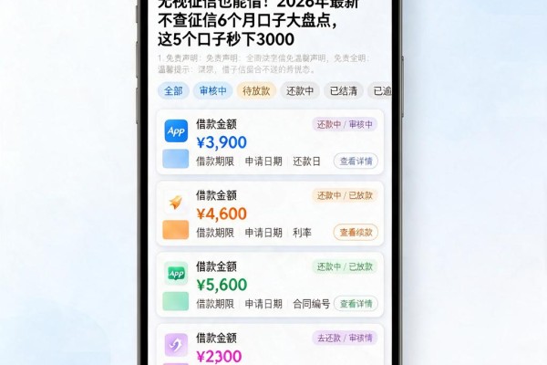 无视征信也能借!2026年最新不查征信6个月口子大盘点,这5个口子秒下3000