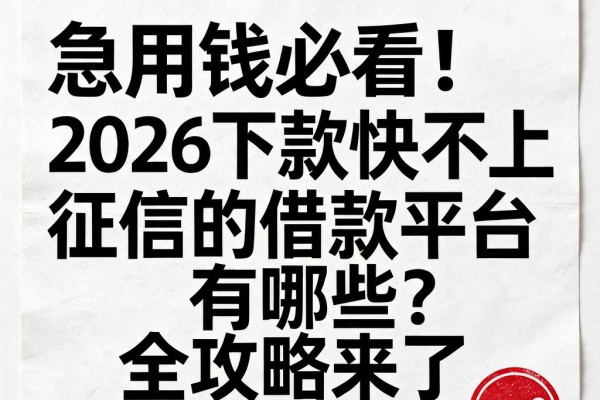 急用钱必看!2026下款快不上征信的借款平台有哪些?全攻略来了