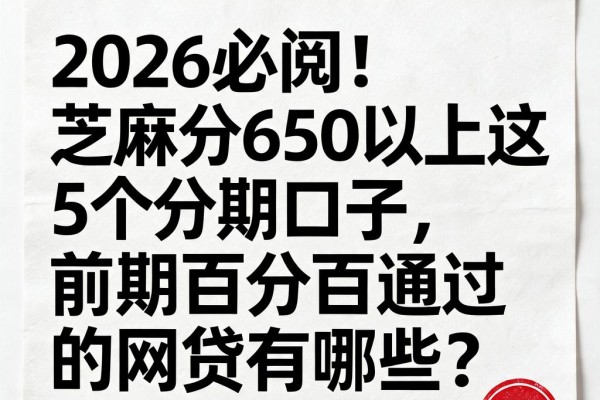 2026必阅！芝麻分650以上这5个分期口子，前期百分百通过的网贷有哪些？