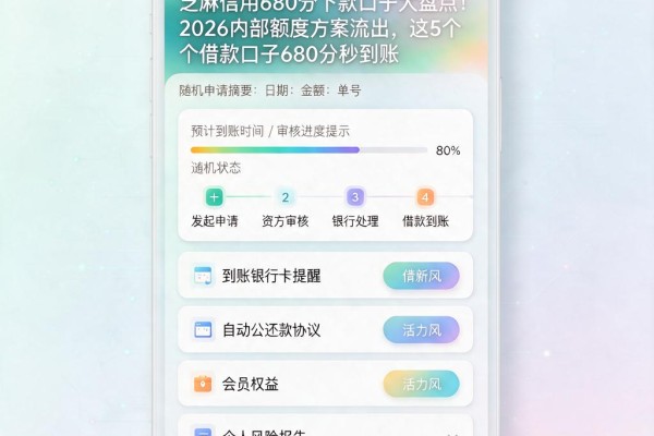 芝麻信用680分下款口子大盘点!2026内部额度方案流出,这5个借款口子680分秒到账