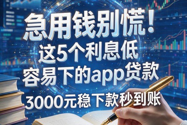 急用钱别慌！这5个利息低容易下的app贷款，3000元稳下款秒到账