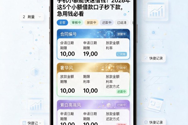 手机小额能快速借钱!2026年这5个小额借款口子秒下款,急用钱必看