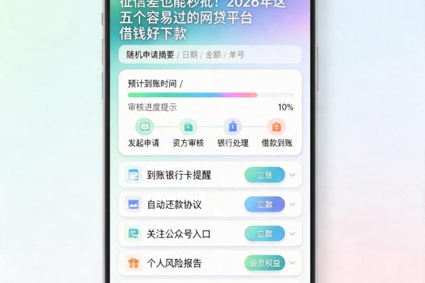 征信差也能秒批!2026年这五个容易过的网贷平台借钱好下款