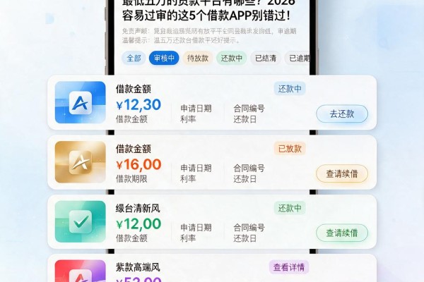 最低五万的贷款平台有哪些？2026容易过审的这5个借款APP别错过！