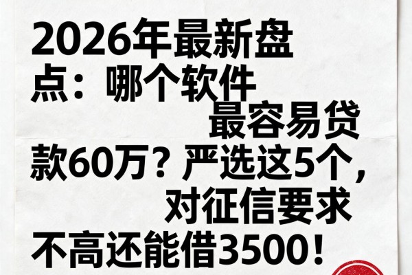 2026年最新盘点:哪个软件最容易贷款60万?严选这5个,对征信要求不高还能借3500!