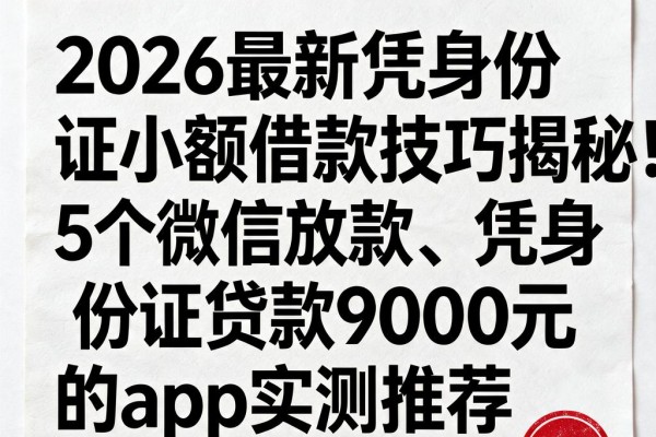 2026最新凭身份证小额借款技巧揭秘!5个微信放款、凭身份证贷款9000元的App实测推荐