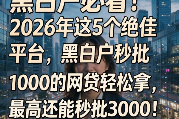 黑白户必看!2026年这5个绝佳平台,黑白户秒批1000的网贷轻松拿,最高还能秒批3000!