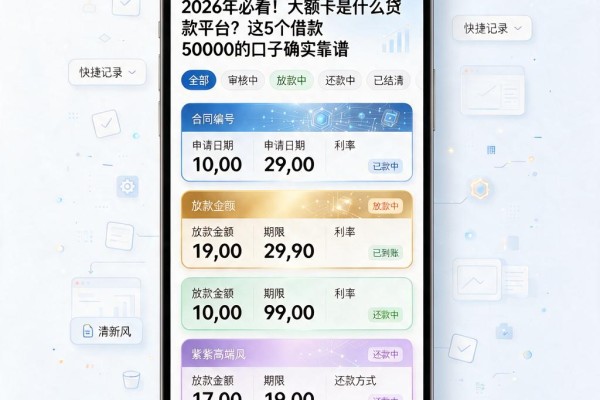 2026年必看!大额卡是什么贷款平台?这5个借款50000的口子确实靠谱