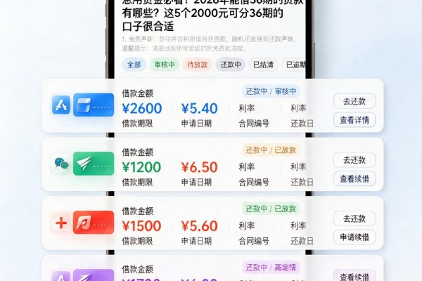 急用资金必看!2026年能借36期的贷款有哪些?这5个2000元可分36期的口子很合适