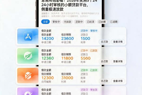 急需用钱必看!2026年实测5个24小时审核的小额贷款平台,侧重极速放款