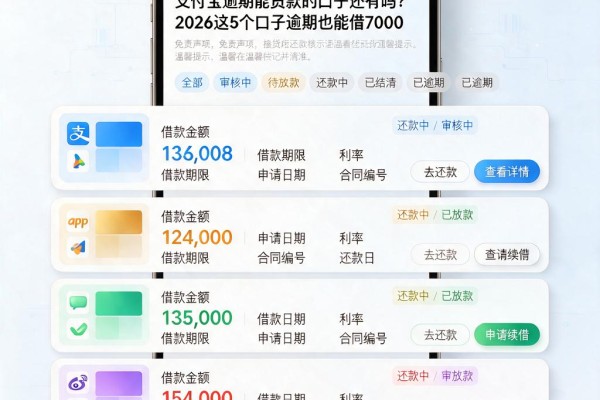 支付宝逾期能贷款的口子还有吗?2026这5个口子逾期也能借7000