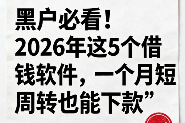 黑户必看!2026年这5个借钱软件,一个月短期周转也能下款