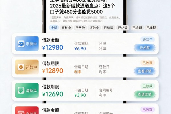 芝麻信用分480还能贷款吗？2026最新借款通道盘点：这5个口子凭480分也能贷5000