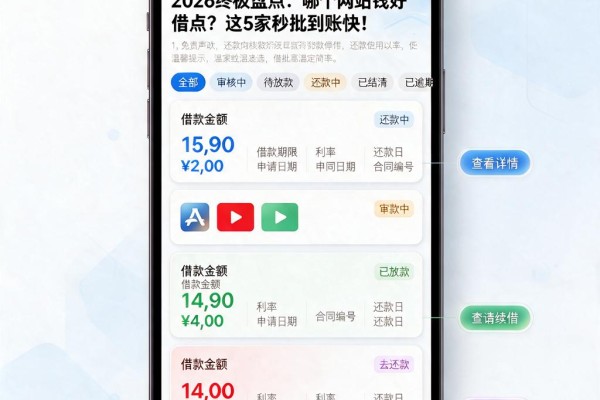 2026终极盘点：哪个网站钱好借点？这5家秒批到账快！