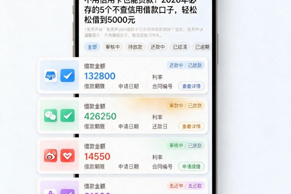 不用信用卡也能贷款!2026年必存的5个不查信用借款口子,轻松借到5000元
