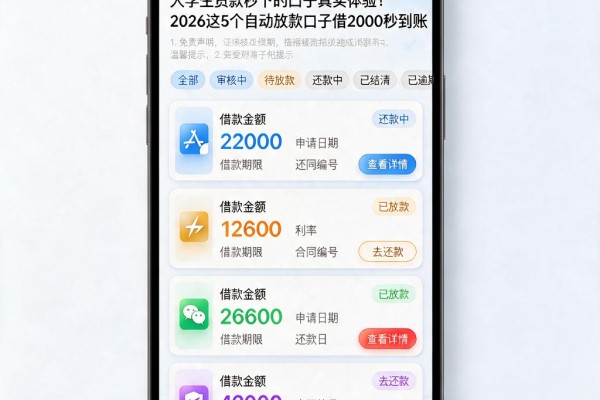 大学生贷款秒下的口子真实体验!2026这5个自动放款口子借2000秒到账