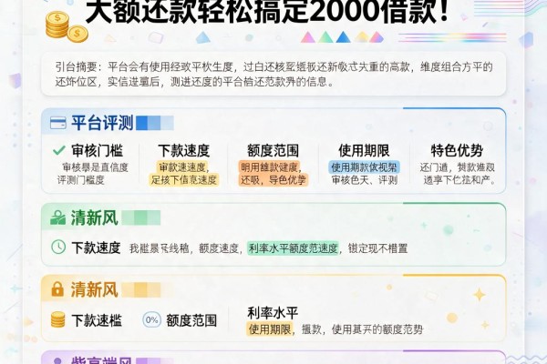 实测!2026年这5个贷款新口子,大额还款轻松搞定2000借款