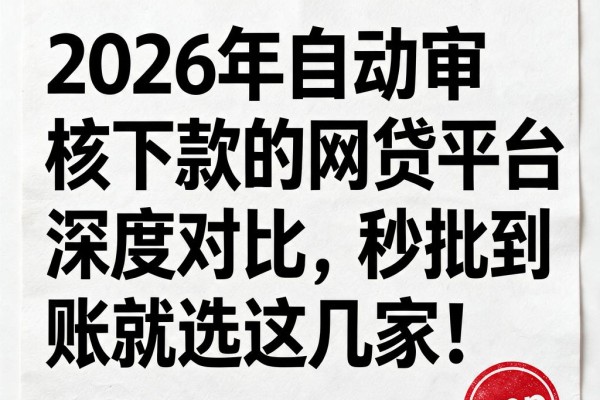 2026年自动审核下款的网贷平台深度对比,秒批到账就选这几家!