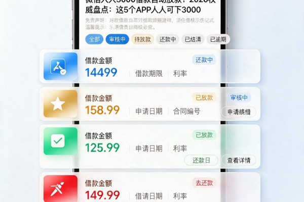 微信人人3000借款自动放款!2026权威盘点:这5个APP人人可下3000
