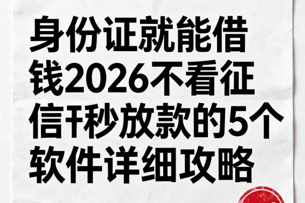 身份证就能借钱2026不看征信秒放款的5个软件详细攻略