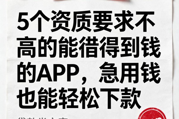 5个资质要求不高的能借得到钱的APP,急用钱也能轻松下款