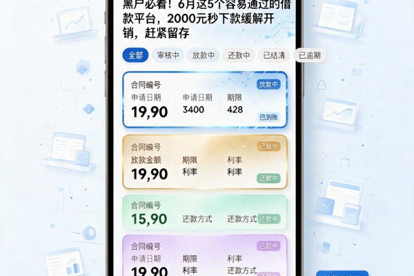 黑户必看！6月这5个容易通过的借款平台，2000元秒下款缓解开销，赶紧留存
