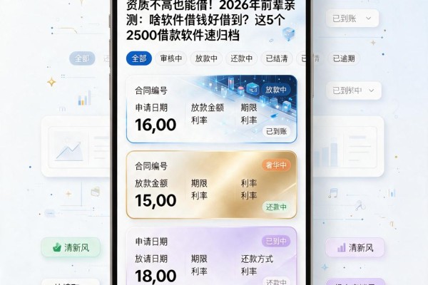 资质不高也能借！2026年前辈亲测：啥软件借钱好借到？这5个2500借款软件速归档