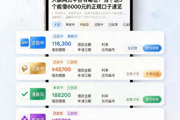 大额网贷平台有哪些?当下这5个能借6000元的正规口子速览