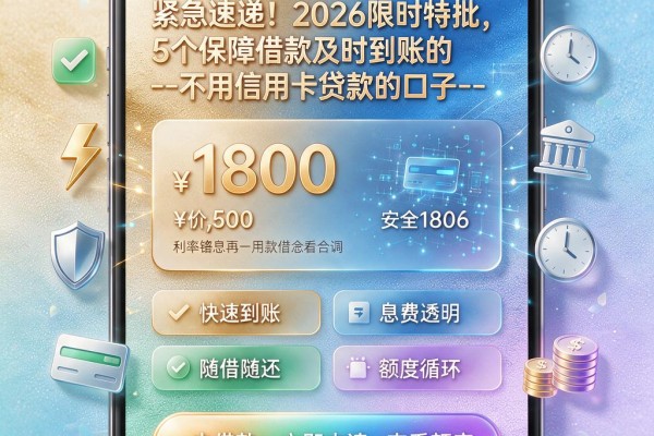 紧急速递！2026限时特批，5个保障借款及时到账的--不用信用卡贷款的口子--