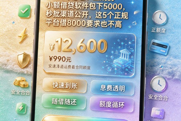 2026年必看！正规的小额借贷软件包下5000，秒批渠道公开，这5个正规平台借8000要求也不高