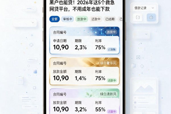黑户也能贷!2026年这5个救急网贷平台,不用成年也能下款