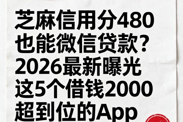 芝麻信用分480也能微信贷款?2026最新曝光这5个借钱2000超到位的App
