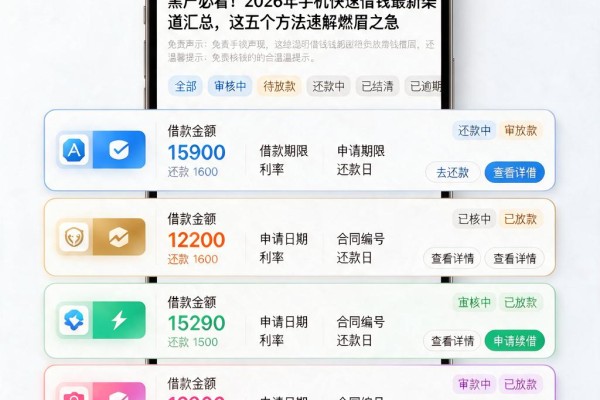 黑户必看！2026年手机快速借钱最新渠道汇总，这五个方法速解燃眉之急