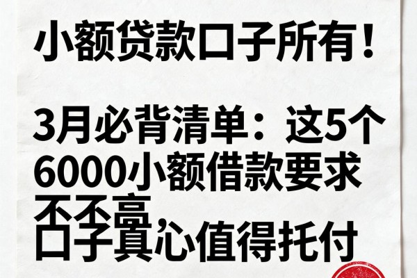 小额贷款口子所有!3月必背清单:这5个6000小额借款要求不高,口子真心值得托付