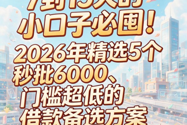 7到15天的小口子必囤！2026年精选5个秒批6000、门槛超低的借款备选方案