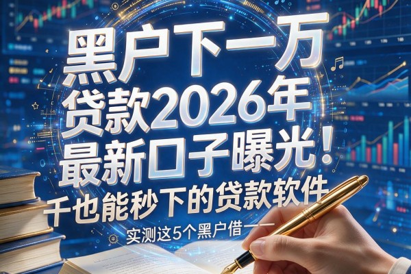 黑户下一万的贷款2026年最新口子曝光!实测这5个黑户借一千也能秒下的贷款软件
