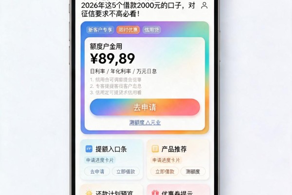 不上征信的贷款口子有哪些?2026年这5个借款2000元的口子,对征信要求不高必看!