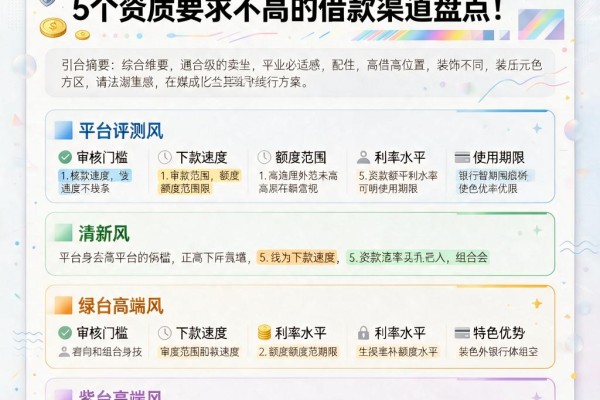 4月意外惊喜!求贷款10万口子必看:5个资质要求不高的借款渠道盘点