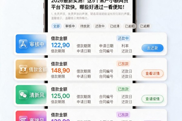 2026最新实测!这5个黑户小额网贷平台下款快,哪些好通过一看便知!