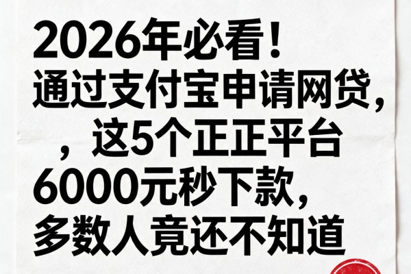 2026年必看！通过支付宝申请网贷，这5个正规平台6000元秒下款，多数人竟还不知道