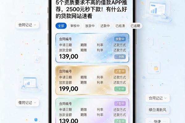 5个资质要求不高的借款APP推荐，2500元秒下款！有什么好的贷款网站速看