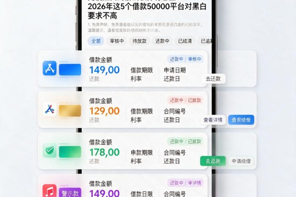 无视黑白的借钱软件有哪些?2026年这5个借款50000平台对黑白要求不高