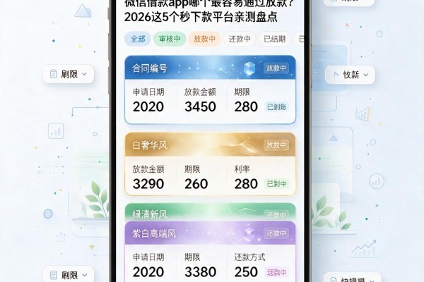 微信借款app哪个最容易通过放款?2026这5个秒下款平台亲测盘点