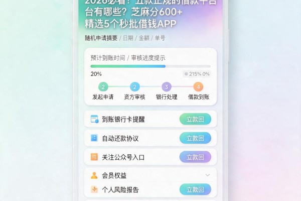 2026必看!五款正规的借款平台有哪些?芝麻分600+精选5个秒批借钱APP